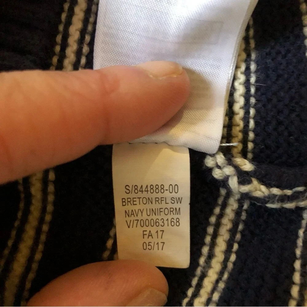 Baby Gap Navy Blue and White Breton Stripe Ruffle Sweater 2T